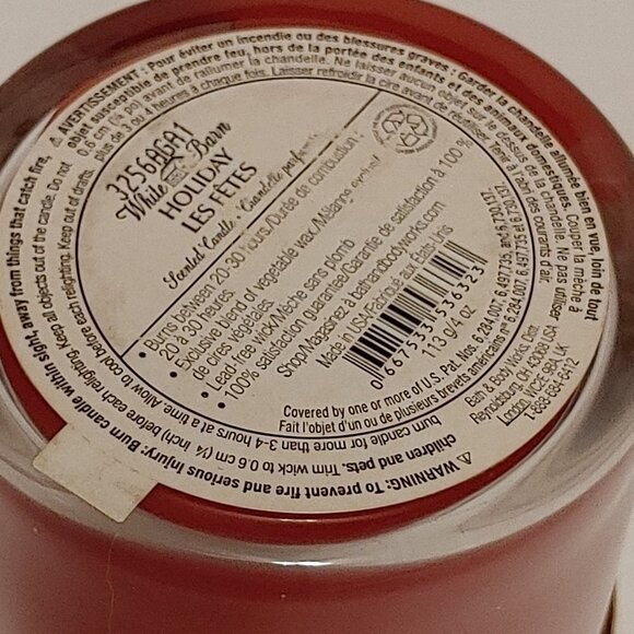 Bath and Body Works HOLIDAY Scented Candle White Barn Brand NEW 113g/4oz - Picture 5 of 5